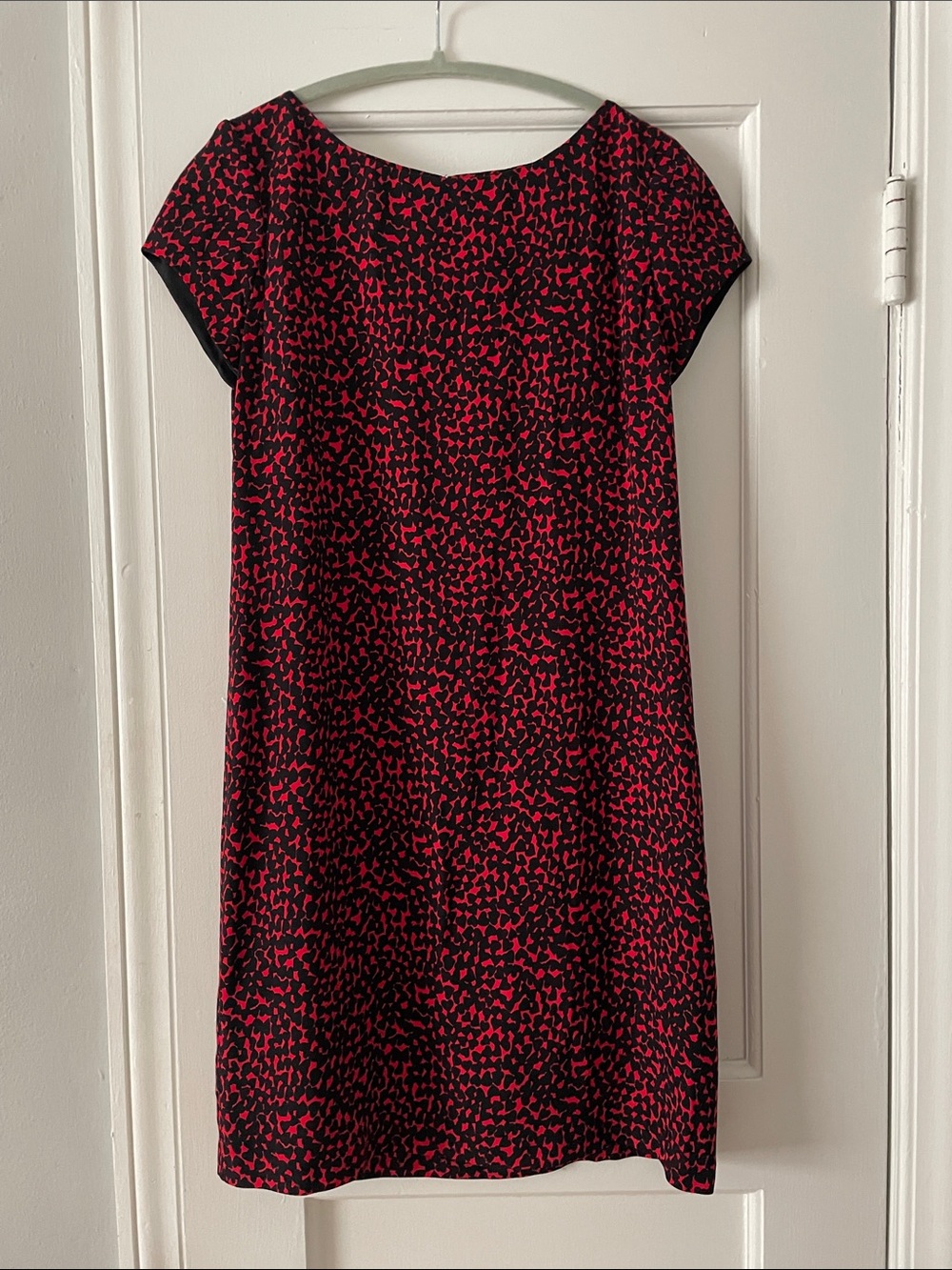 Saint Laurent Black and Red Heart Print Cap-Sleeve Mini Dress